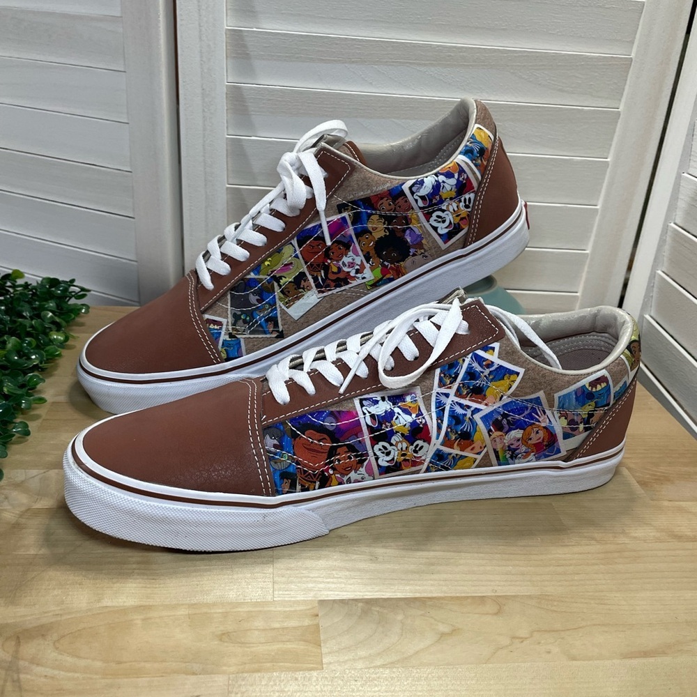 Vans x Disney Old Skool Scrapbook Brown and White Graphic Sneakers